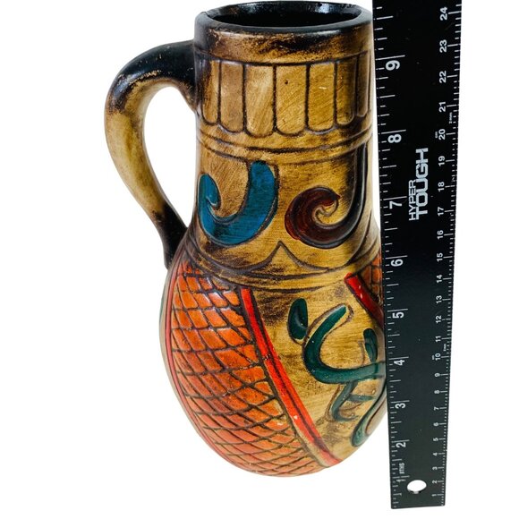 Southwestern Boho Vase Pitcher 9 Inch Primitive Earthy VTG Native Vibe - Picture 9 of 14